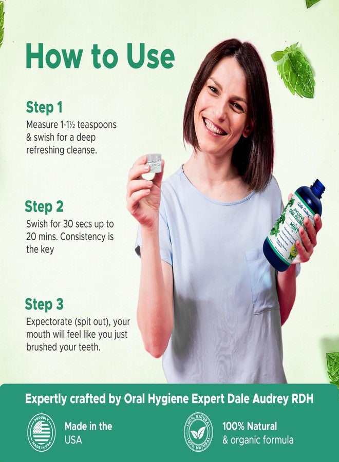 دايل أودري غسول فم أيورفيدي لسحب الزيت للأسنان واللثة | صنع في الولايات المتحدة الأمريكية، غسول فم خالٍ من الكحول لنَفَسٍ منعش | زيت سحب مع مستخلصات زيوت لتبييض الأسنان ولثة صحية | غسول فم بالنعناع - 240 مل - Image 3